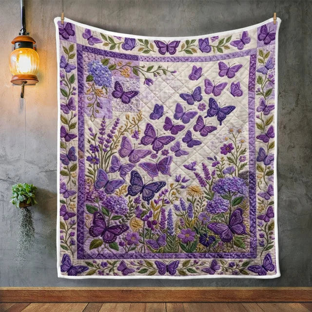Purple Butterfly Quilt Blanket QLT004