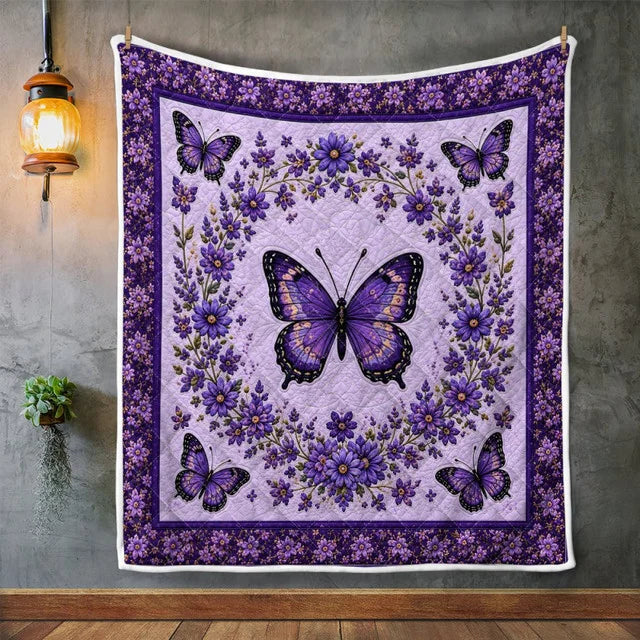 Purple Butterfly Quilt Blanket QLT001