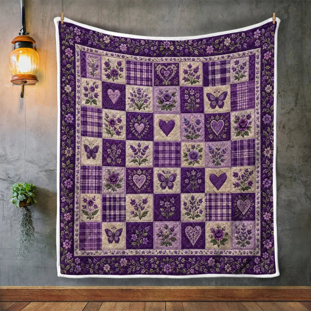Purple Floral Pattern Quilt Blanket QLT003