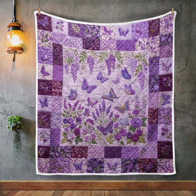Purple Butterfly Quilt Blanket QLT012