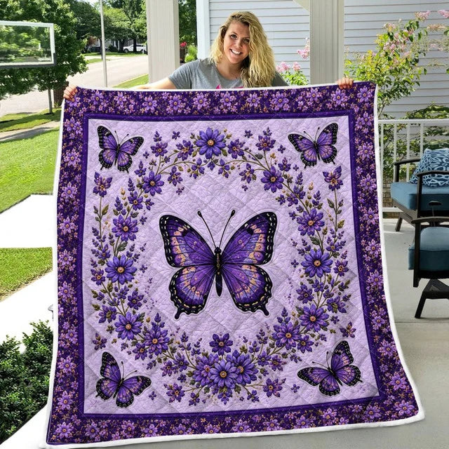 Purple Butterfly Quilt Blanket QLT001