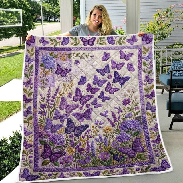 Purple Butterfly Quilt Blanket QLT004
