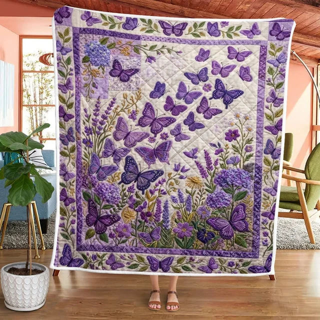 Purple Butterfly Quilt Blanket QLT004