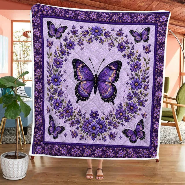 Purple Butterfly Quilt Blanket QLT001
