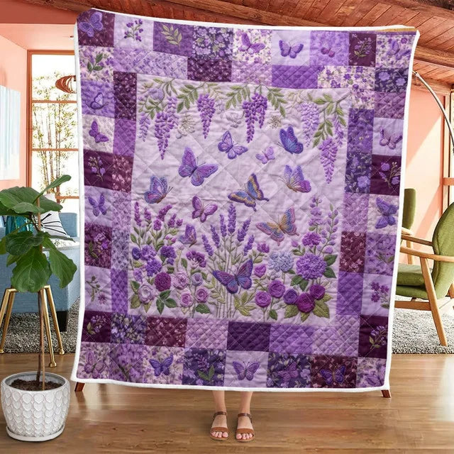 Purple Butterfly Quilt Blanket QLT012