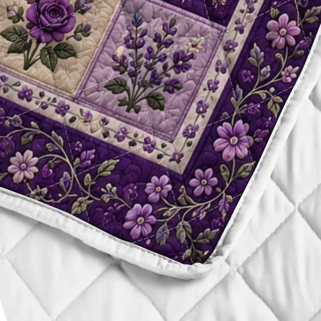 Purple Floral Pattern Quilt Blanket QLT003
