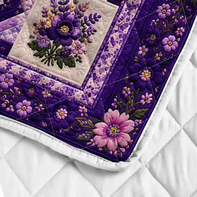 Purple Floral Pattern Quilt Blanket QLT009