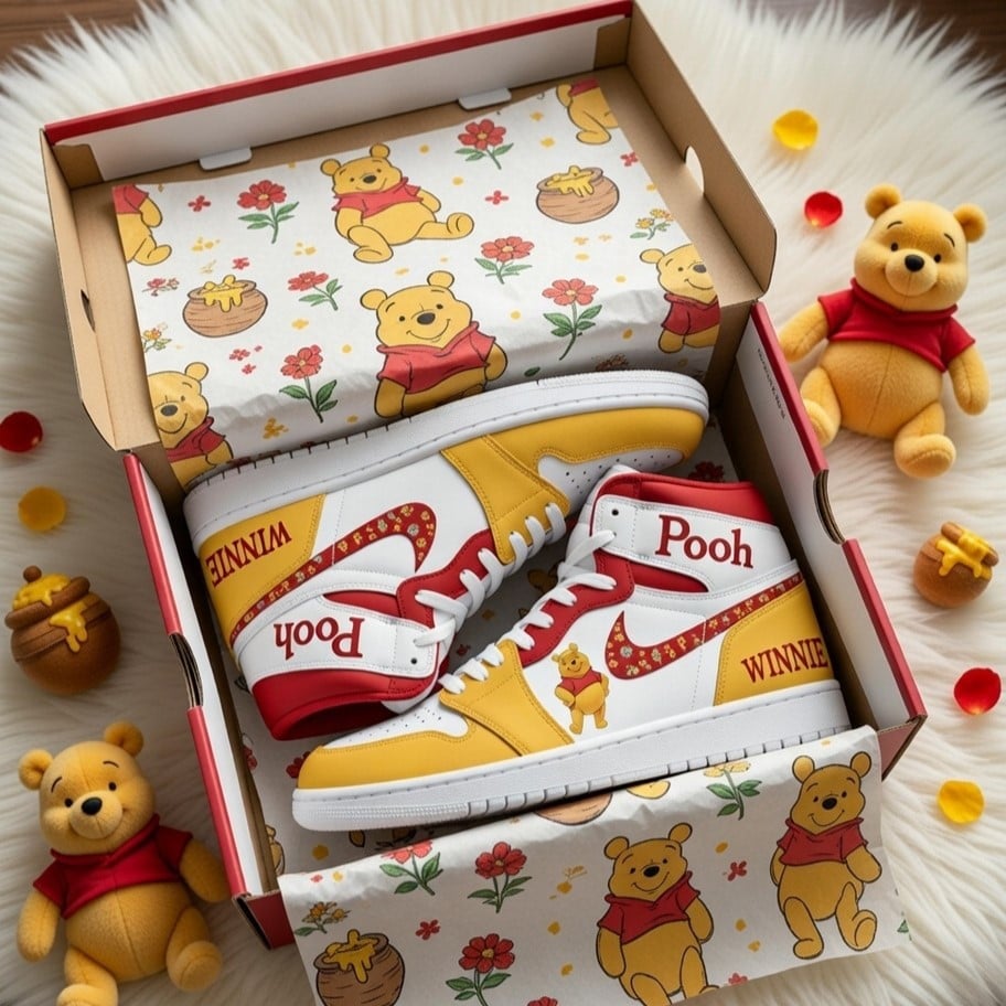100th Anniversary Winnie The Pooh Sneakers Genuine Leather Shoes GINPOOH27