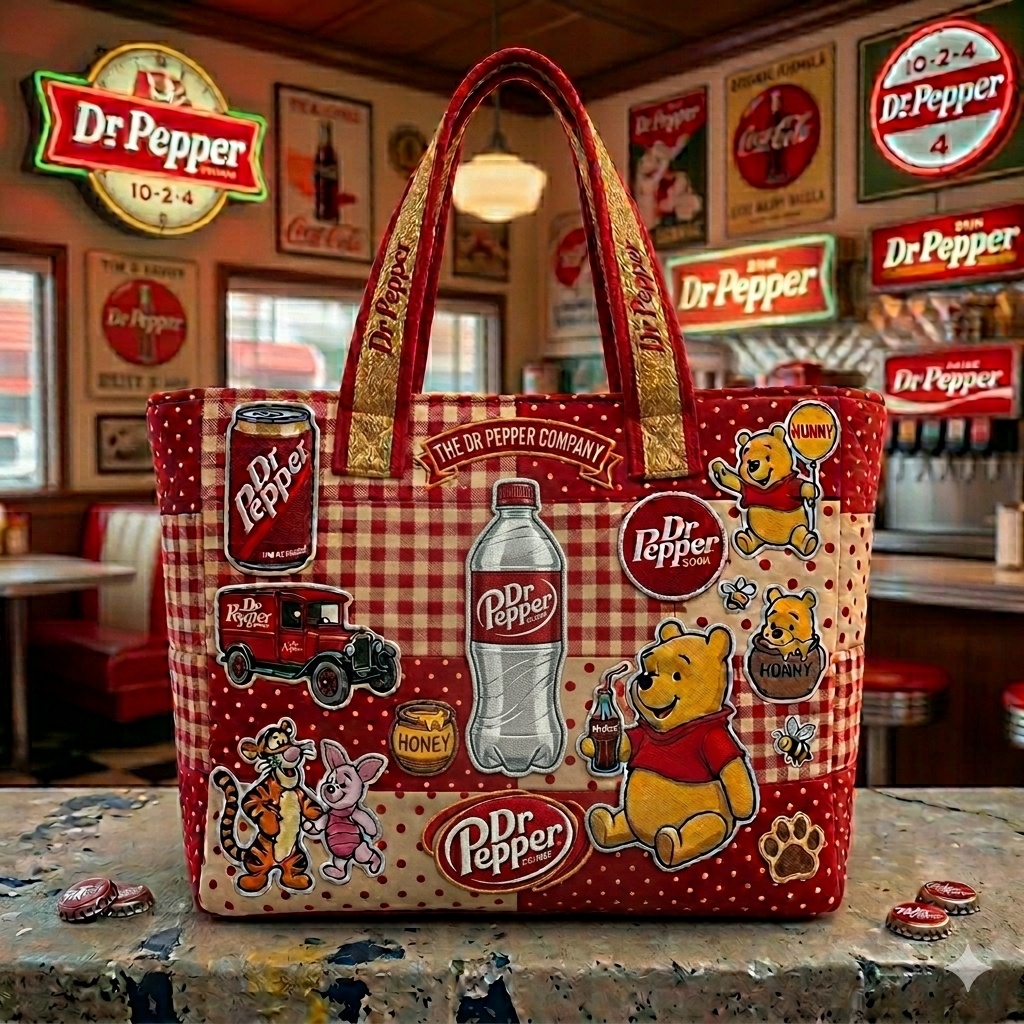 Dr Pepper & POOH Quilt Handbag GINPOOH36