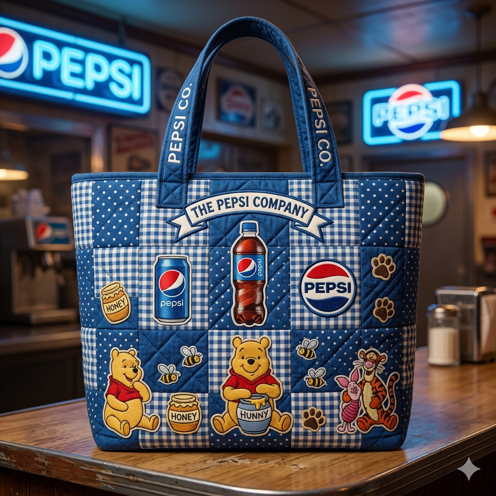 Pepsi & POOH Quilt Handbag GINPOOH39