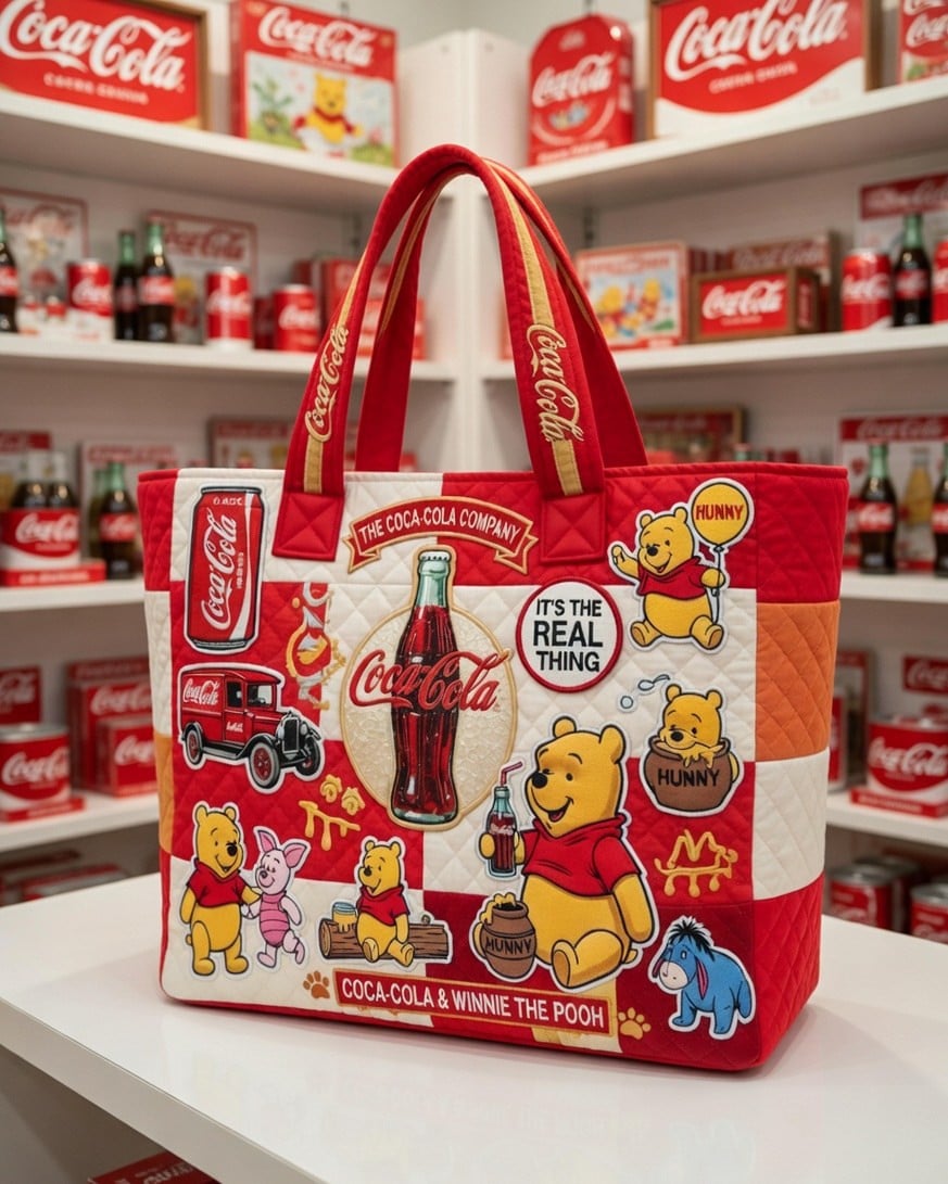 Coca & POOH Quilt Handbag GINPOOH35
