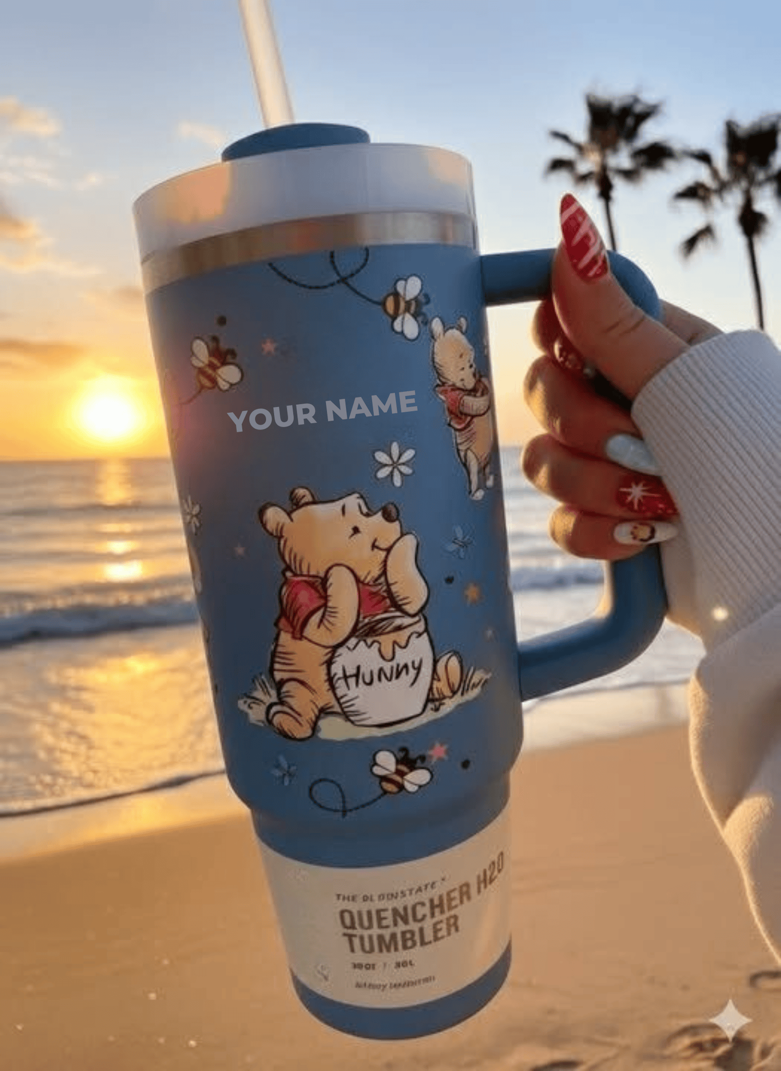 Blue/Pink Pooh 100 Years of Friendship - Personalized Tumbler 40OZ GINPOOH19