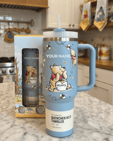 Blue/Pink Pooh 100 Years of Friendship - Personalized Tumbler 40OZ GINPOOH19