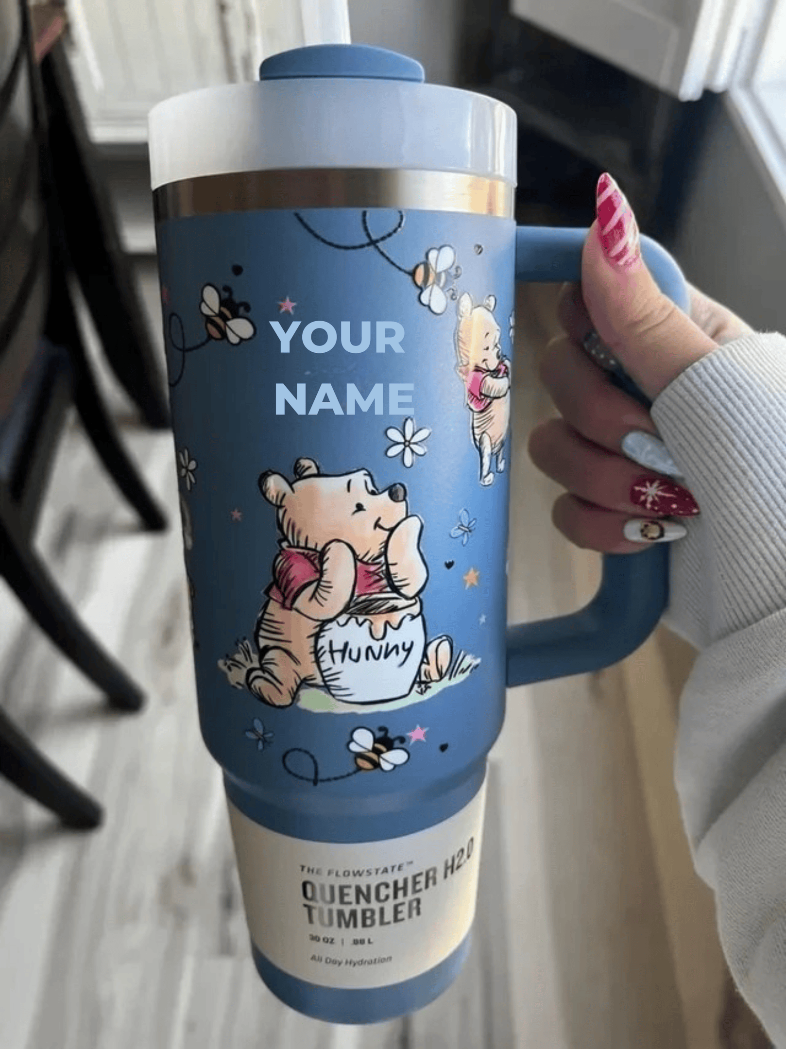 Blue/Pink Pooh 100 Years of Friendship - Personalized Tumbler 40OZ GINPOOH19