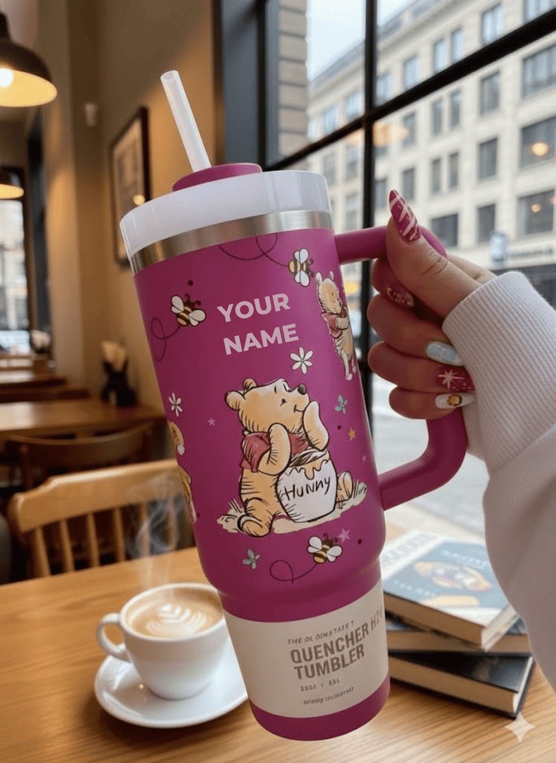 Blue/Pink Pooh 100 Years of Friendship - Personalized Tumbler 40OZ GINPOOH19