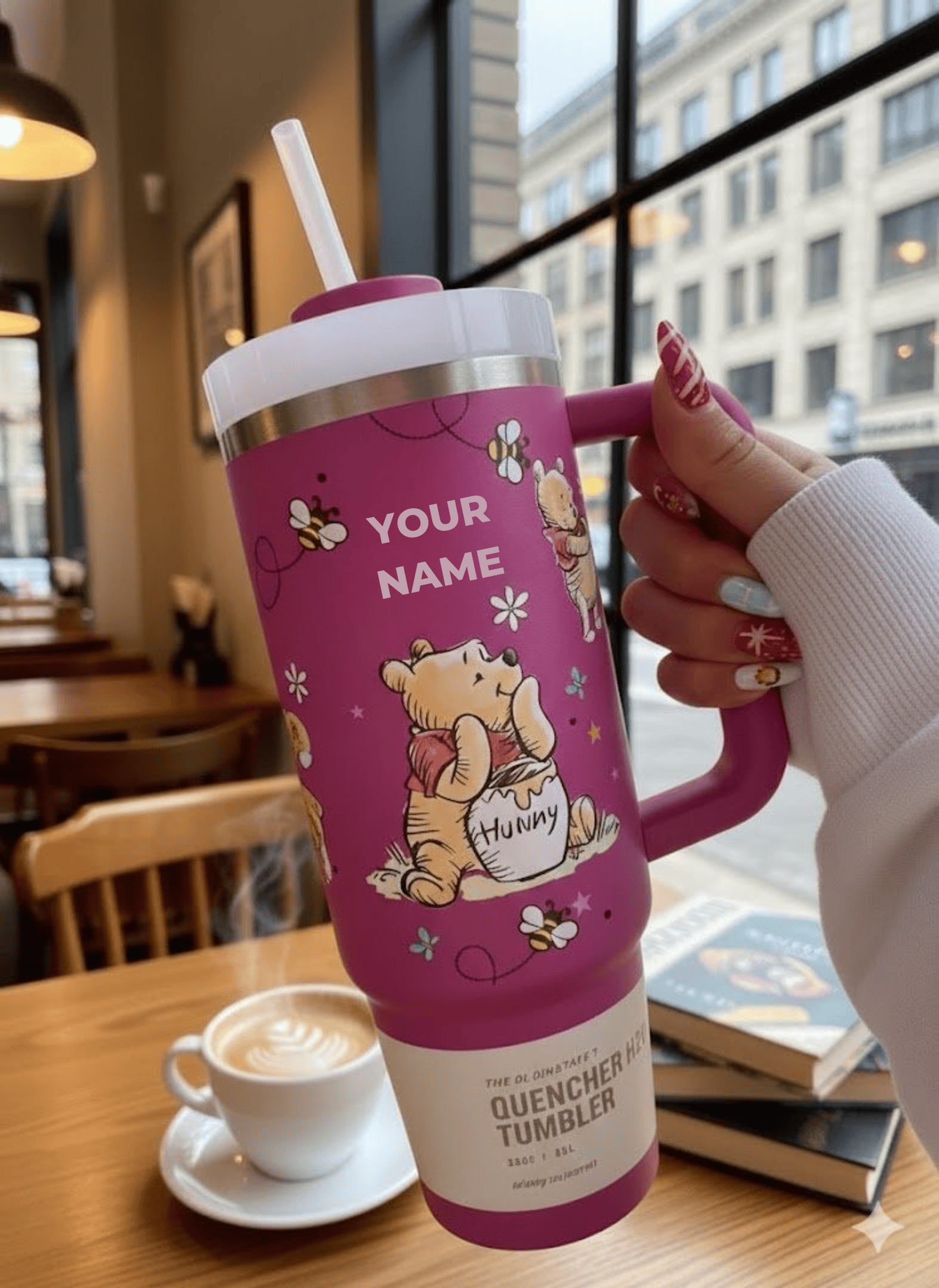 Blue/Pink Pooh 100 Years of Friendship - Personalized Tumbler 40OZ GINPOOH19