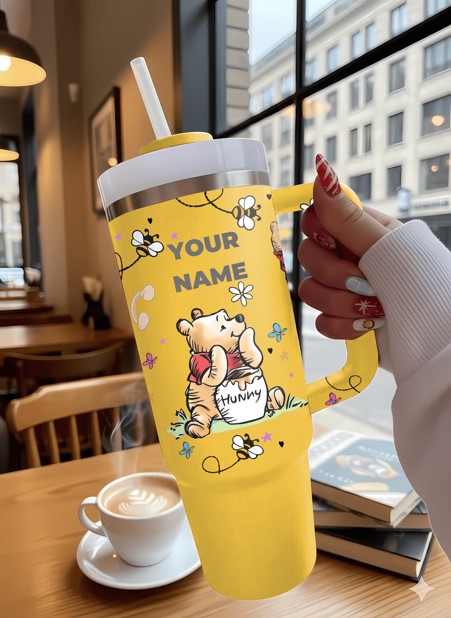 Blue/Pink Pooh 100 Years of Friendship - Personalized Tumbler 40OZ GINPOOH19