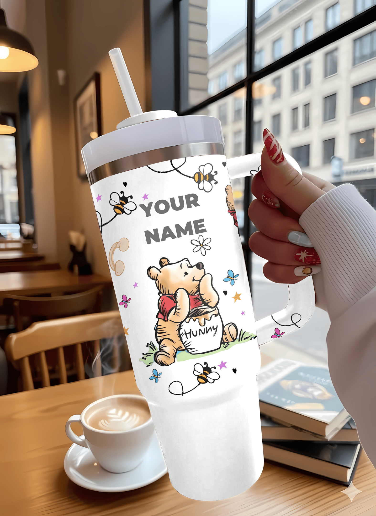 Blue/Pink Pooh 100 Years of Friendship - Personalized Tumbler 40OZ GINPOOH19