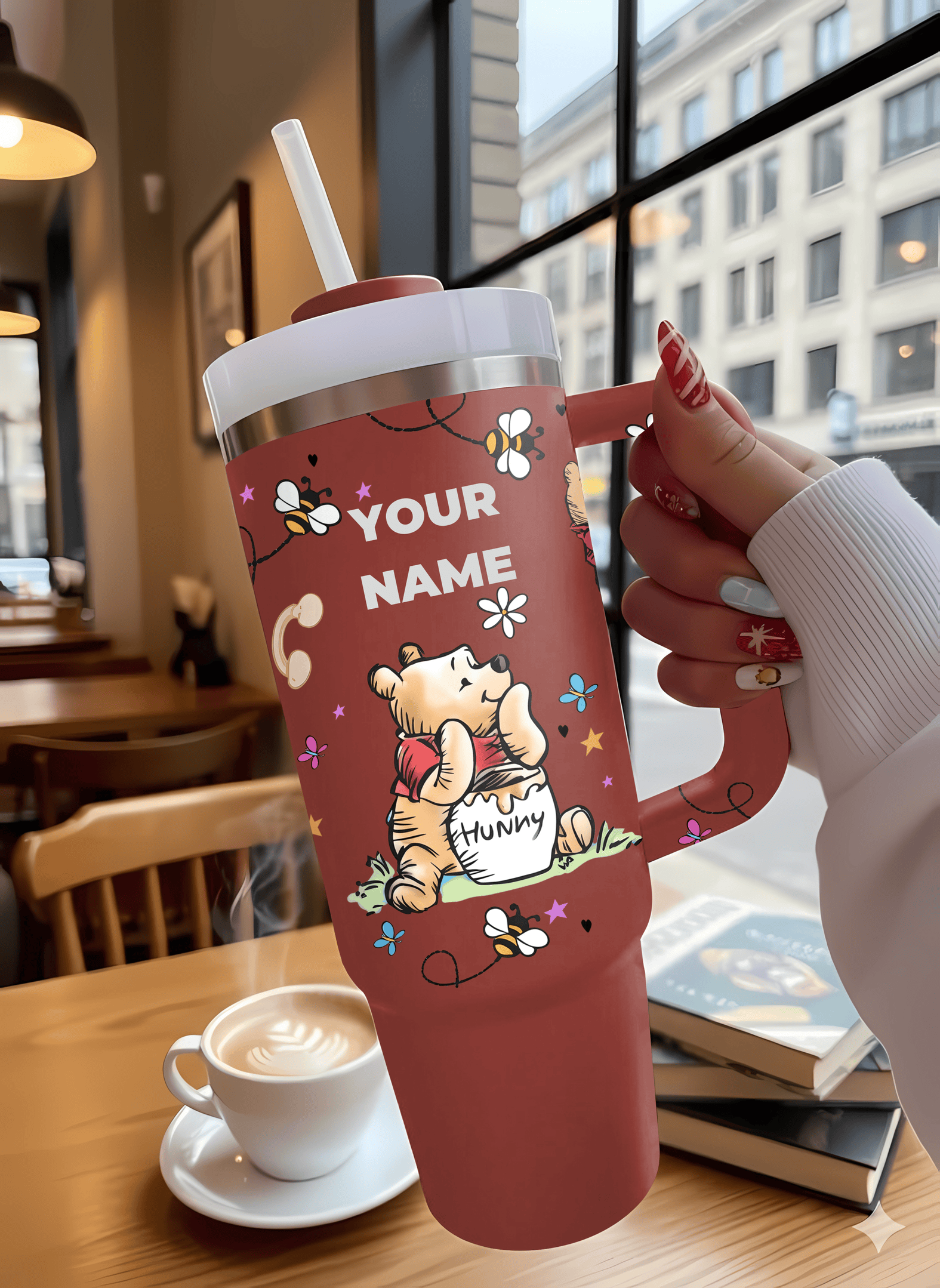 Blue/Pink Pooh 100 Years of Friendship - Personalized Tumbler 40OZ GINPOOH19