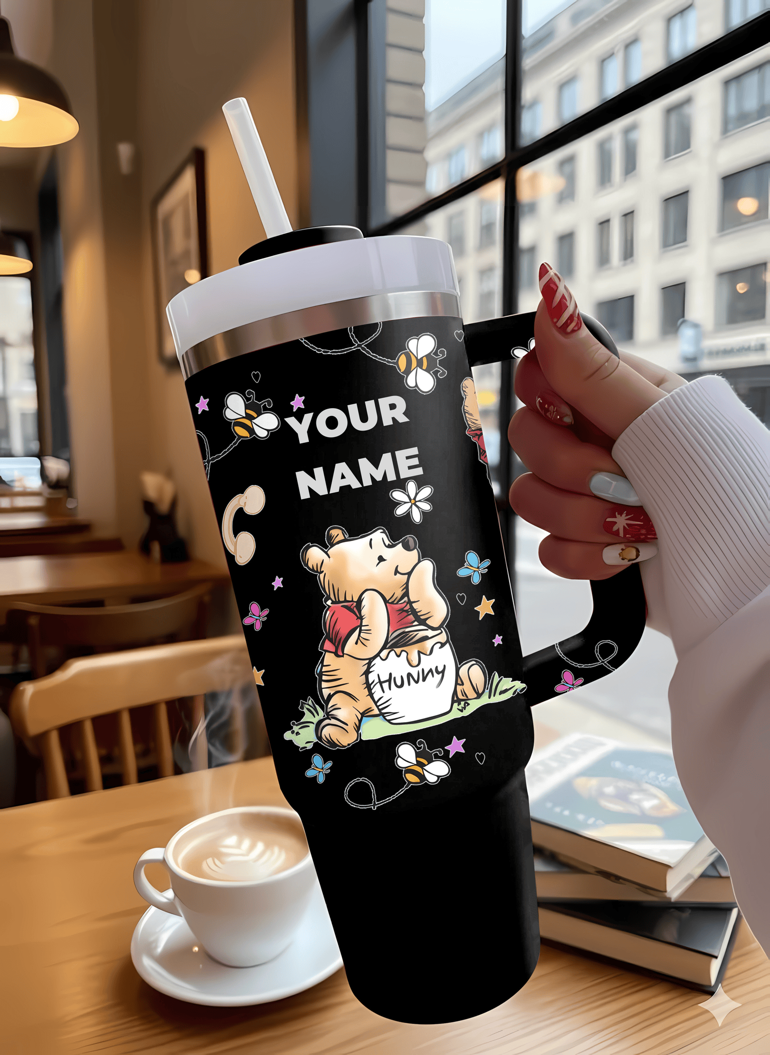 Blue/Pink Pooh 100 Years of Friendship - Personalized Tumbler 40OZ GINPOOH19