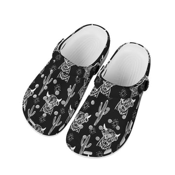 Black Highland Cows & Cactus - Adult/Kid Casual Clogs GINCOW11
