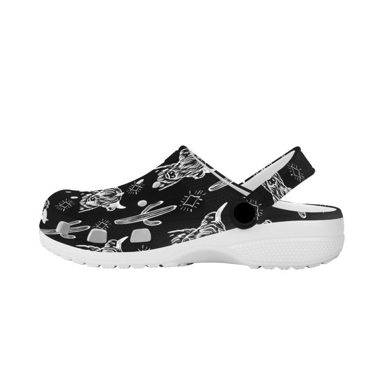Black Highland Cows & Cactus - Adult/Kid Casual Clogs GINCOW11