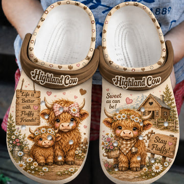 Highland Cow Life Is Better With Fluffy Friends - Adult/Kid Casual Clogs
