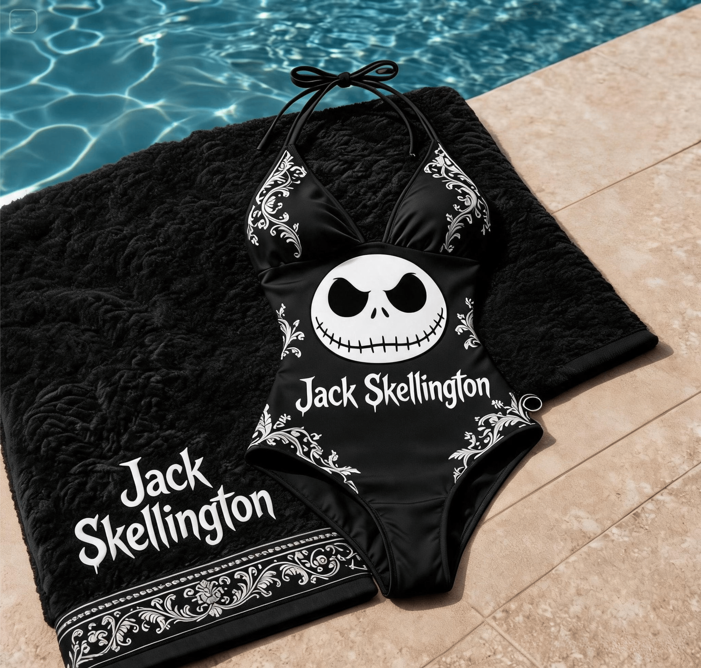 Gothic Jack Skellington High Cut One-piece Swimsuit GINNBC1752