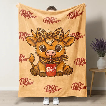 Cute Highland Cows&Dr Pepper Blanket