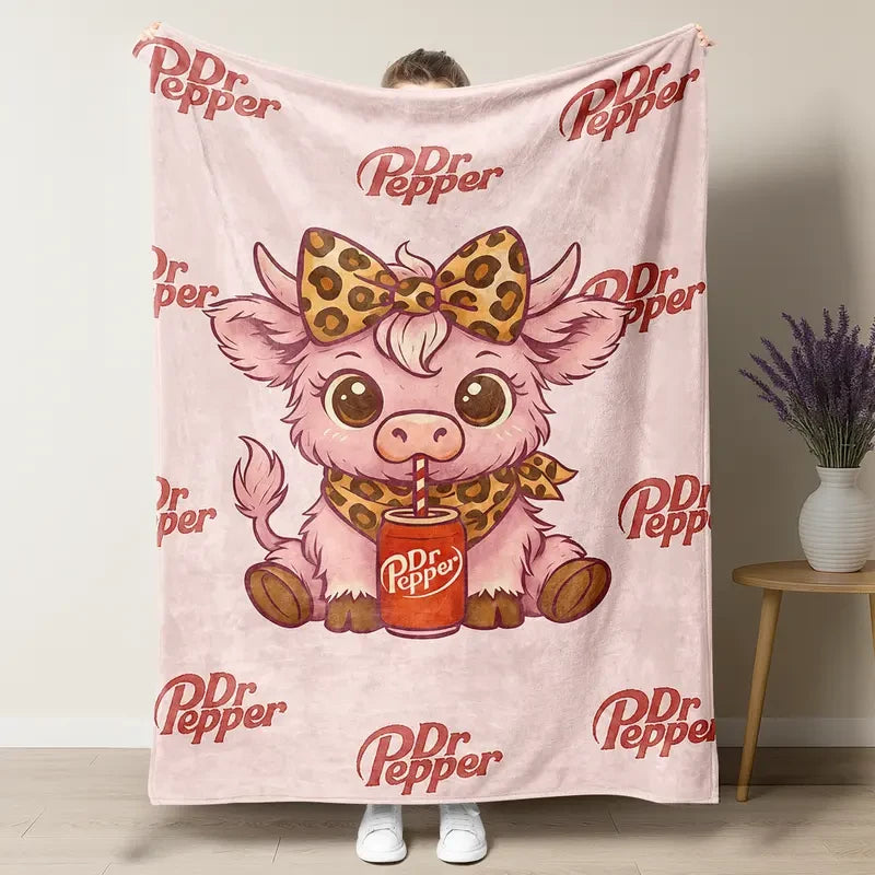 Cute Highland Cows&Dr Pepper Blanket