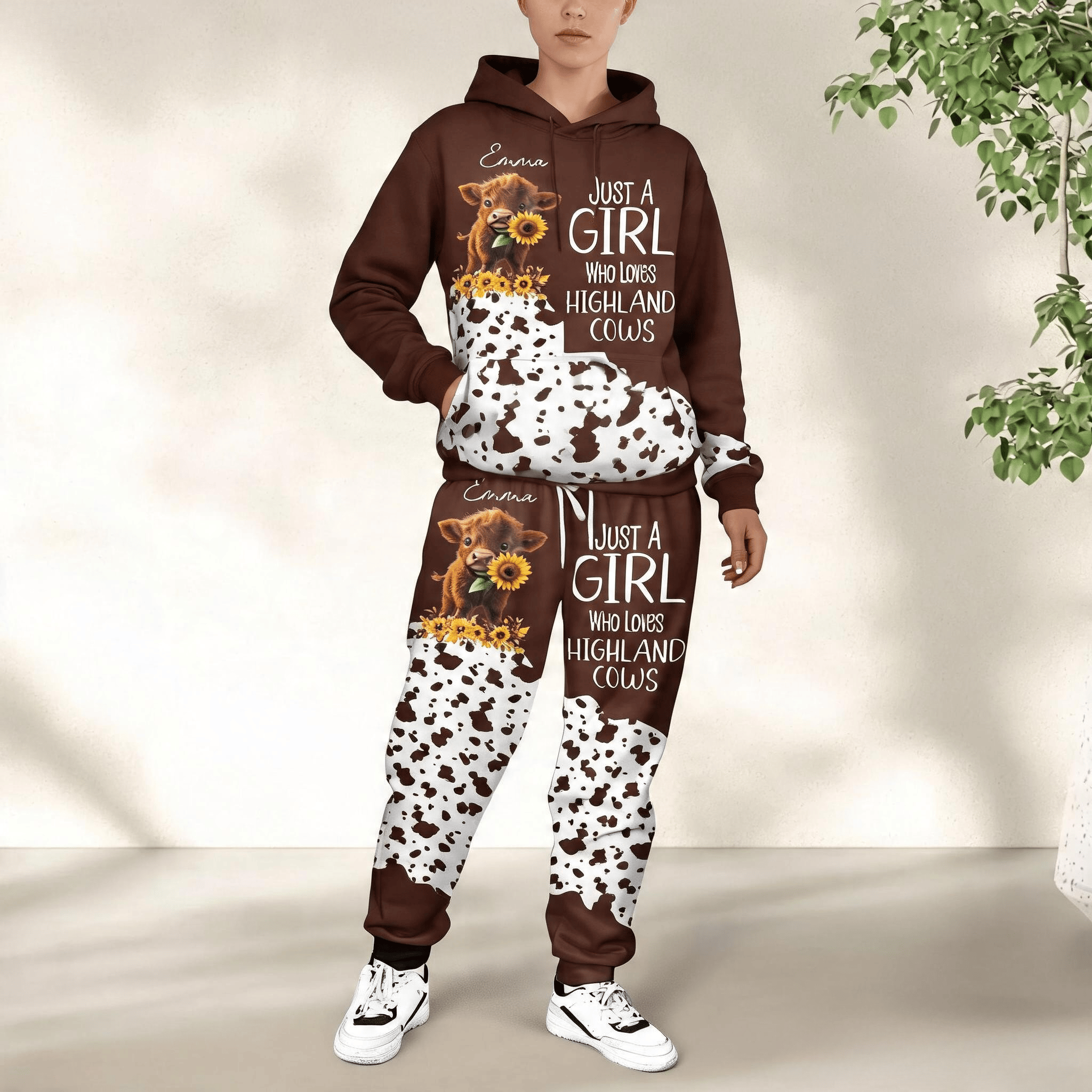 Just A Girl Who Love Highland Cow Combo Premium Hoodie & Sweatpants