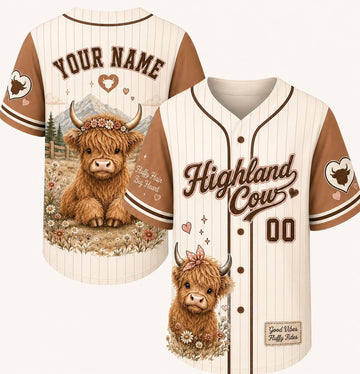 Highland Cow Baseball Jersey Shirt GINCOW41