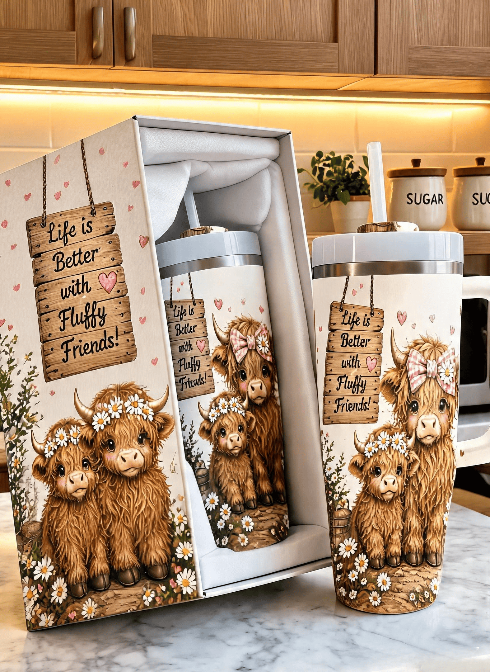 Highland Cow Life Is Better With Fluffy Friends - Tumbler 40oz/20oz GINCOW33