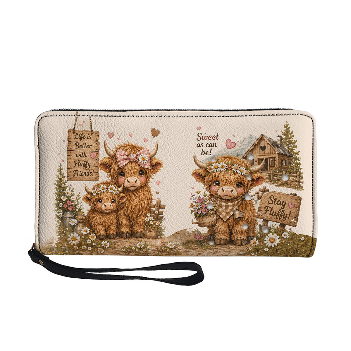 Highland Cow Life Is Better With Fluffy Friends - Premium PU Leather Bag & Wallet GINCOW33