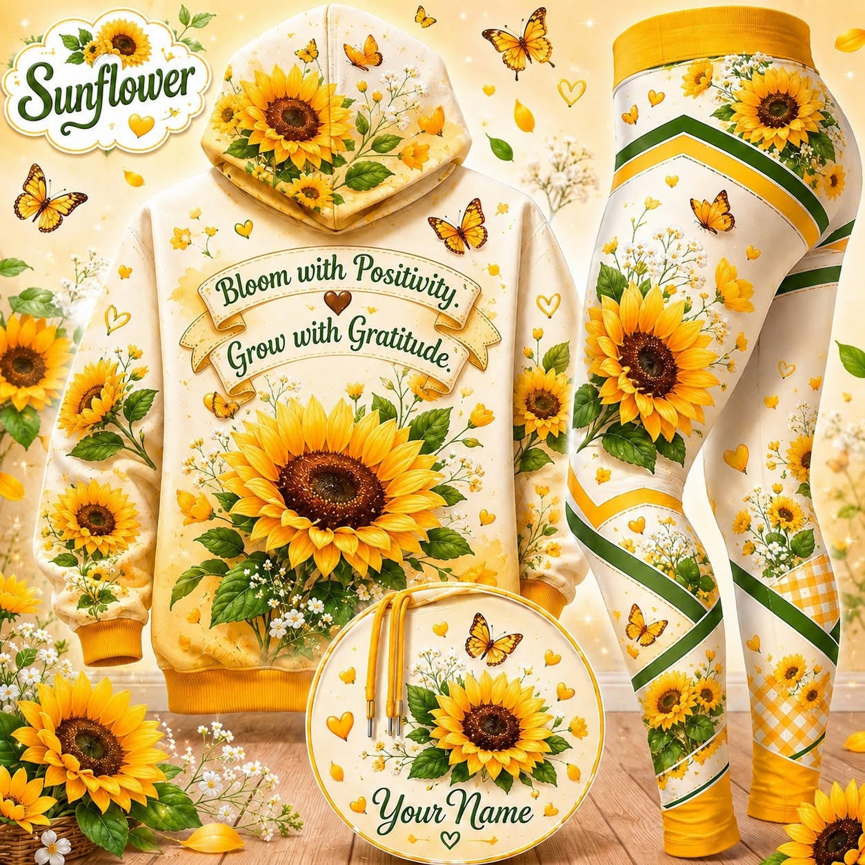 Sunflower - Personalized Heavy Fleece Hoodie And Leggings GINSUN03