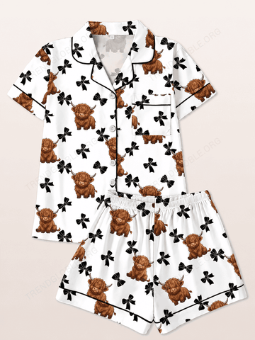 Highland Cows Short/Long Sleeve Pyjamas Set GINCOW43