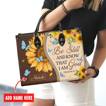 Be Still and Know I Am God Bag, Sunflower & Butterfly - Premium PU Leather Bag & Wallet GINSUN45