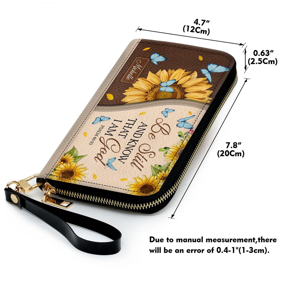 Be Still and Know I Am God Bag, Sunflower & Butterfly - Premium PU Leather Bag & Wallet GINSUN45