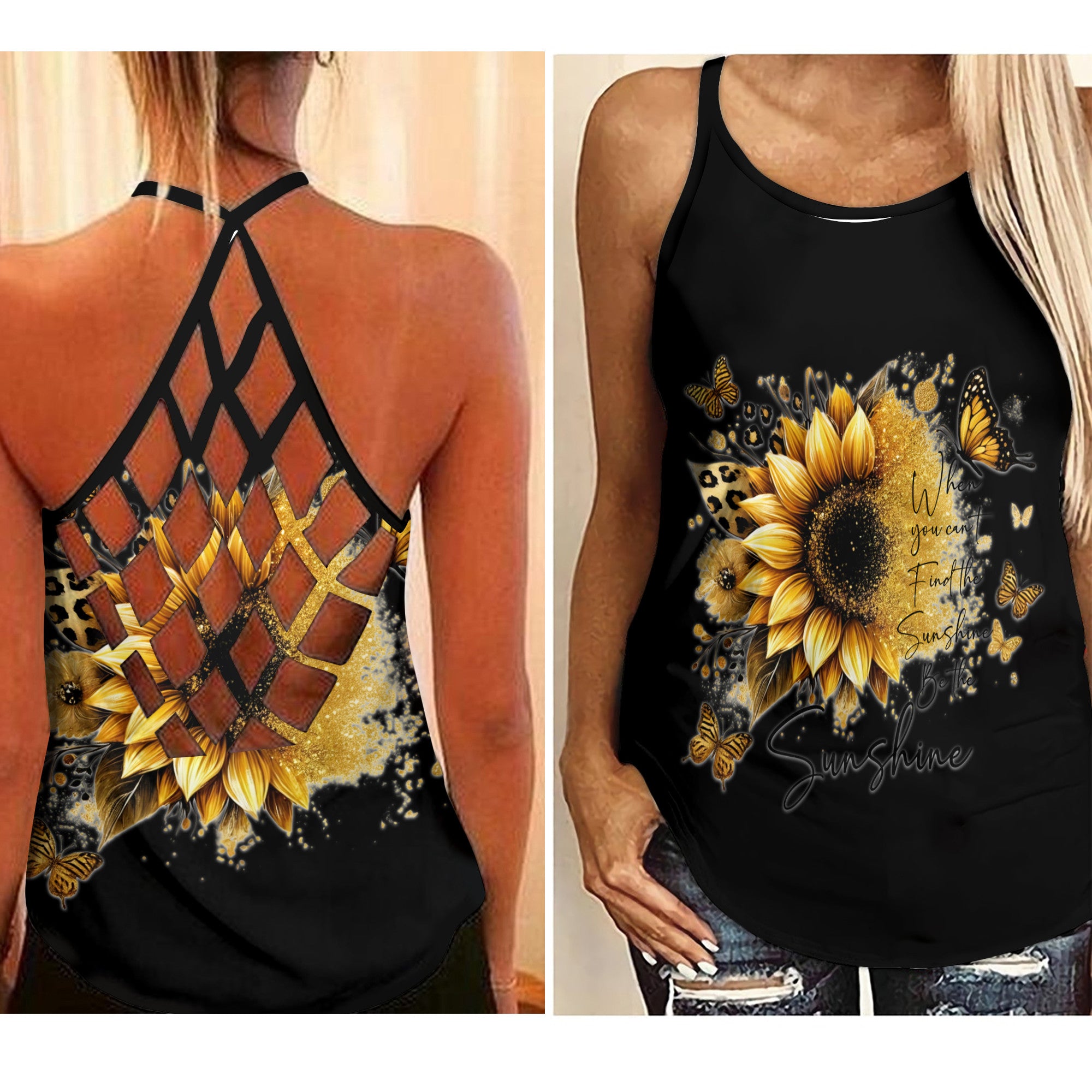 Be The Sunshine Sunflower - Criss-Cross Tank Top GINSUN63