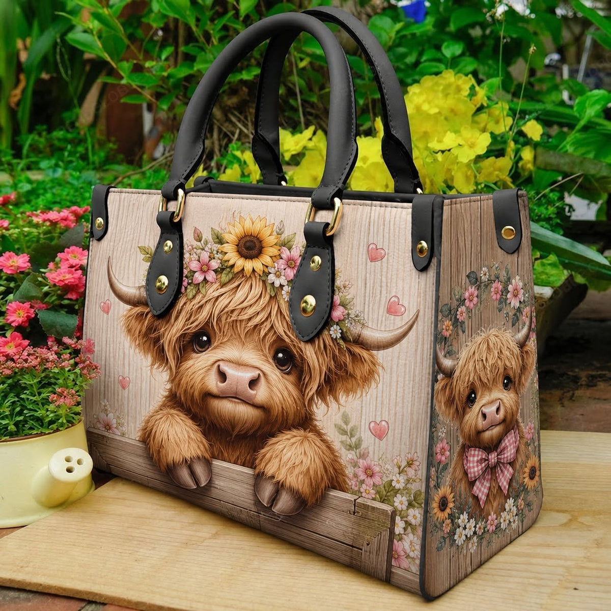 Highland Cow - Premium PU Leather Bag & Wallet GINCOW49