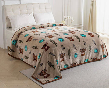 Cute Highland Cows And Cactus Blanket GINCOW53