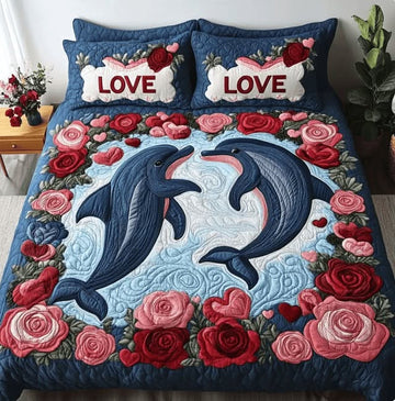 Dolphin & Roses - Quilt Bedding Set GINDOP20