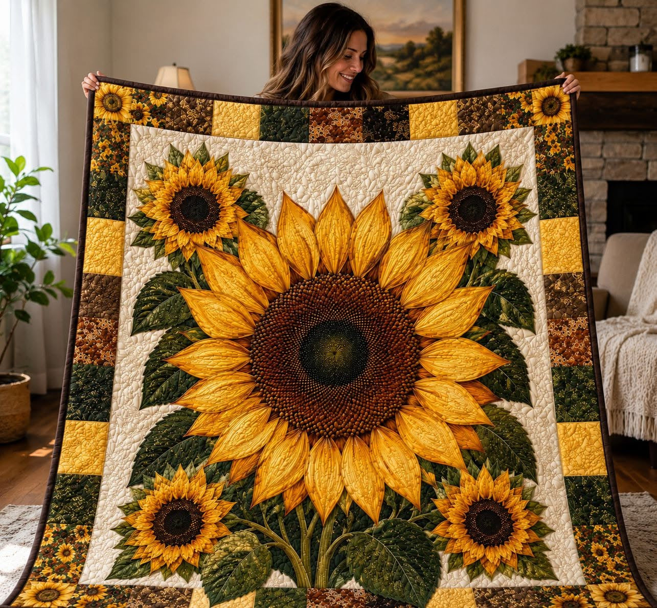 Sunflower Fleece Blanket/Quilt Blanket/Sherpa Blanket GINSUN79