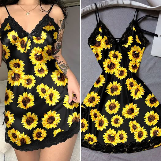 Sunflower All-Over Women's Cami Dress With Lace Edge GINSUN25