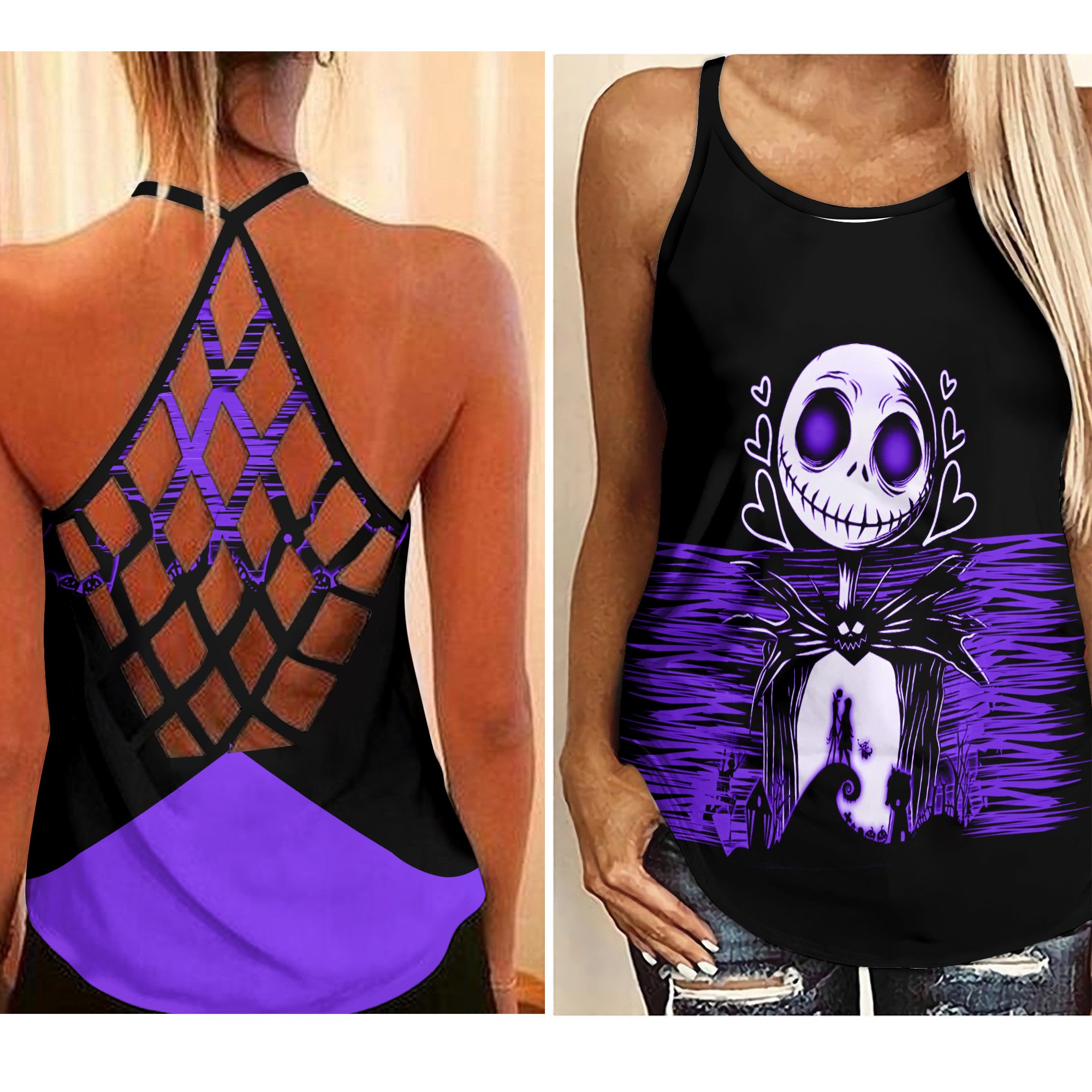 Purple Jack Skellington - Criss-Cross Tank Top GINNBC1636