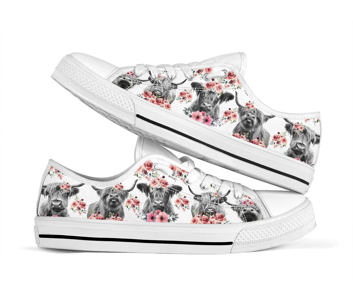Cute Cow Flower Low Top Shoes GINCOW65