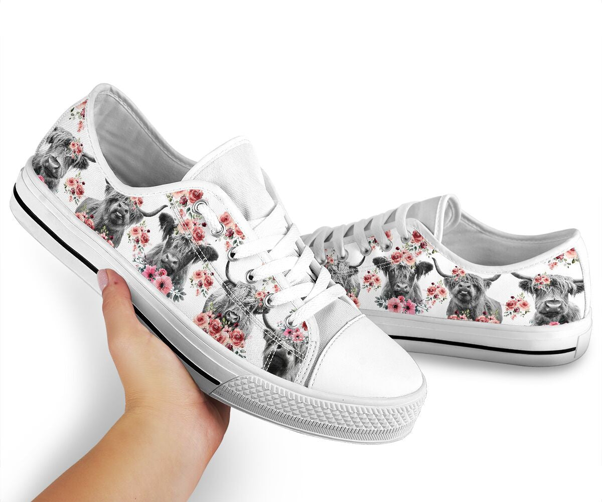 Cute Cow Flower Low Top Shoes GINCOW65
