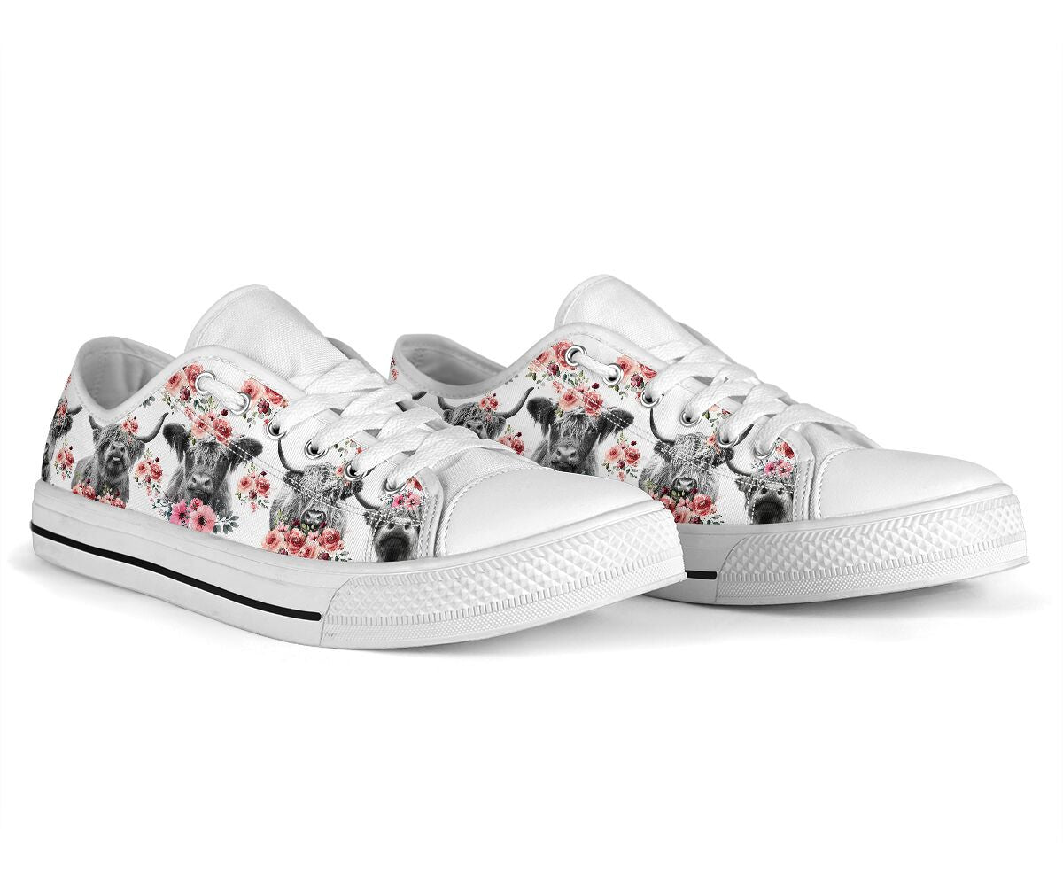 Cute Cow Flower Low Top Shoes GINCOW65