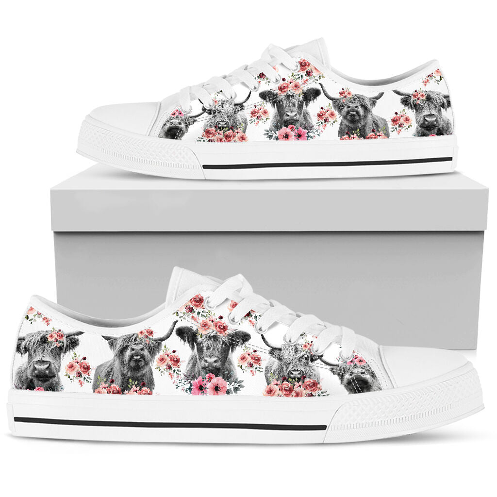 Cute Cow Flower Low Top Shoes GINCOW65
