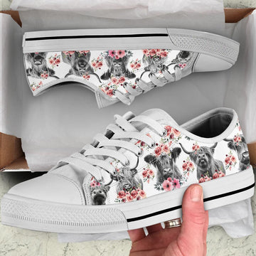 Cute Cow Flower Low Top Shoes GINCOW65